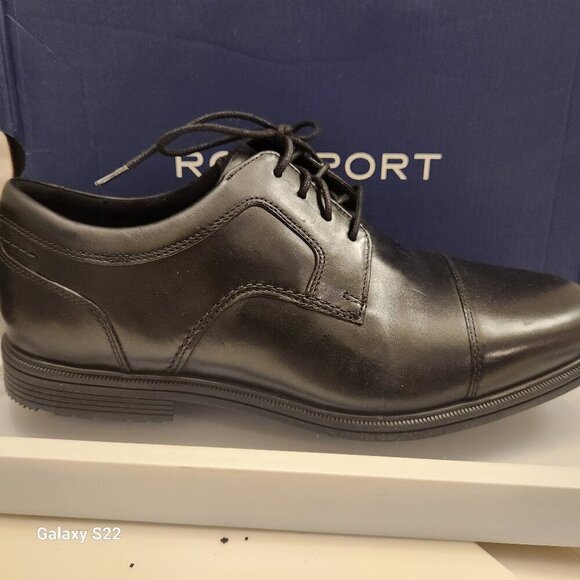 Rockport Men's "Taylor Cap Toe" Black Oxfords. NIB. Size 10 XW - Picture 1 of 14